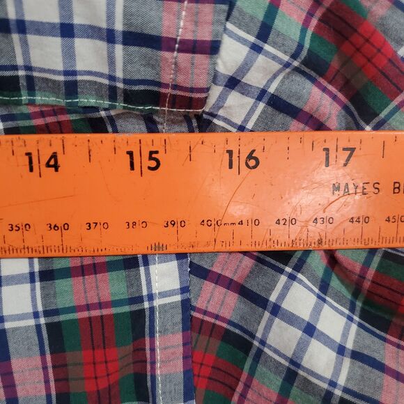 Ralph Lauren Shirt Men's Large (14-16) Red Blue Green White Plaid Cotton Button - Picture 13 of 16